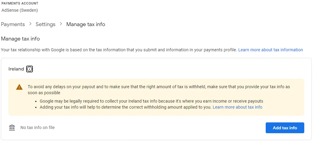 Add tax info message 2