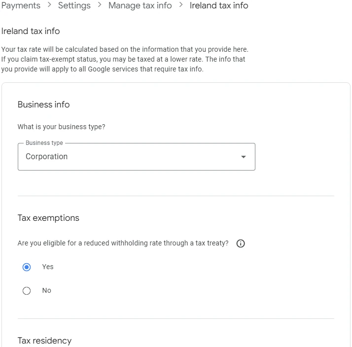 Ireland tax info