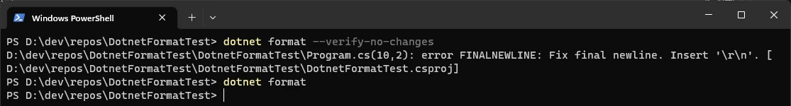 dotnet format doing the thing