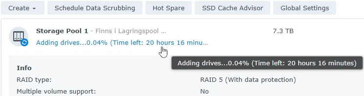 Adding drive and expand volume takes time